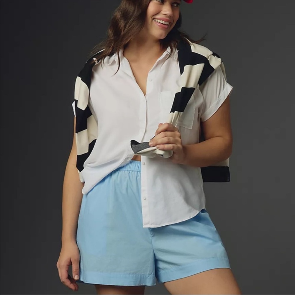 Anthropologie 100% Tencel White Button Down Shirt